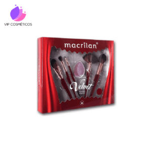 Macrilan - Kit de Pincéis e Esponja Velvet Vermelho
