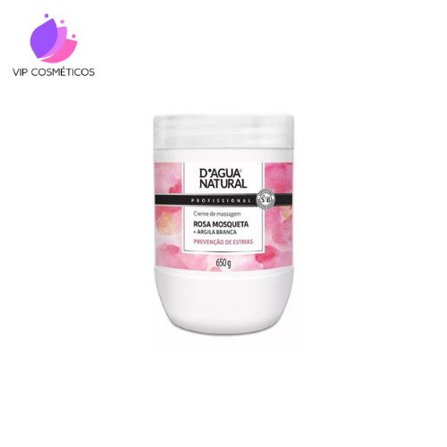 Creme Para Corpo D'agua Natural Profissional Rosa Mosqueta com Argila Branca 650g